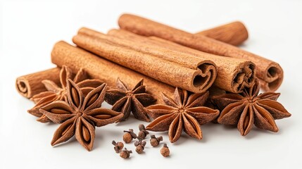 Close-up of Cinnamon Sticks, Star Anise, and Cloves