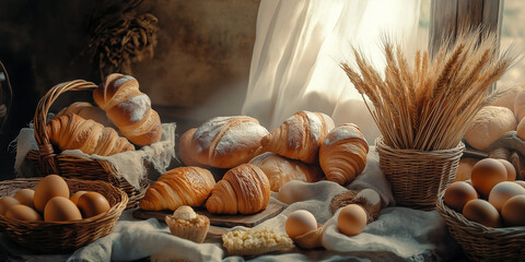 Assorted Bakery Items with Wheat and Eggs