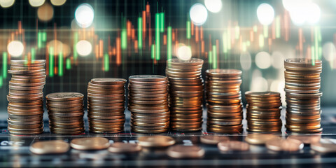 coins on the financial chart