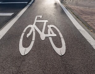 showing a road sign for a bicycle lane on a city street.