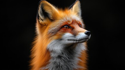Obraz premium A close-up portrait of a fox with vibrant orange fur.