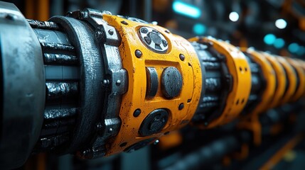 Obraz premium Close-up of a mechanical component with industrial design elements.