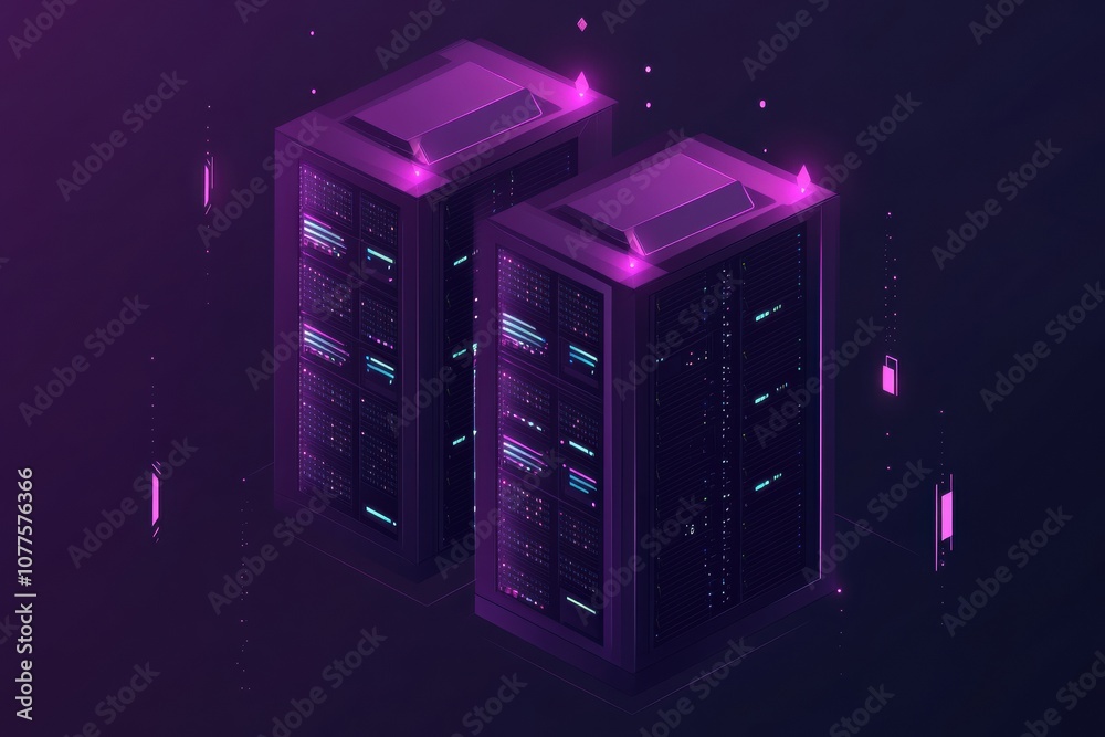 Fototapete the dark space features high-tech servers with blinking indicators, showcasing a dynamic, digital at