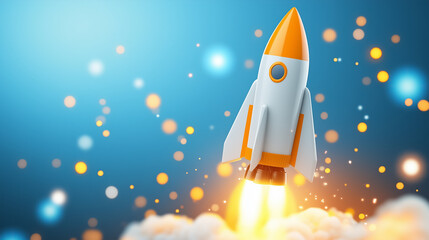 The rocket soars, symbolizing business growth and creative potential in today's digital age