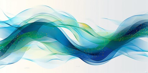 Green Energy Background with Abstract Blue and Green Waves for Sustainable Power and Environment Protection Flyer Banner Template