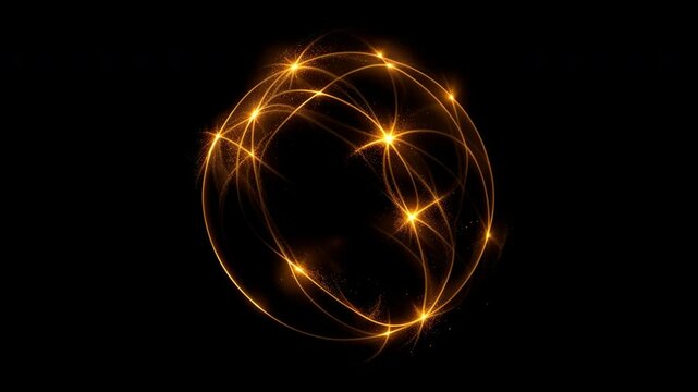 Golden spiral design on a Alpha Transparent background, featuring captivating light trails for a stunning effect. Perfect for adding a dynamic touch to your video loop.