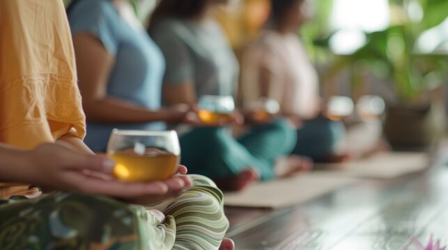 A peaceful yoga class is followed by a guided tea meditation allowing participants to fully immerse themselves in the moment and find inner peace.