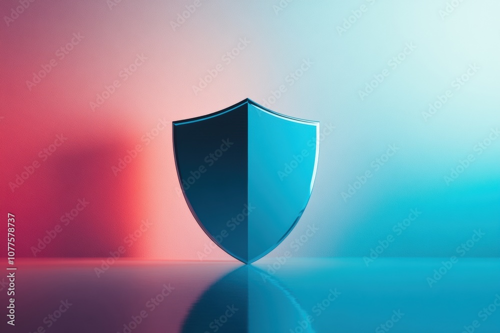Fototapete a shield icon on a smooth gradient background showcases the importance of cybersecurity in today’s d