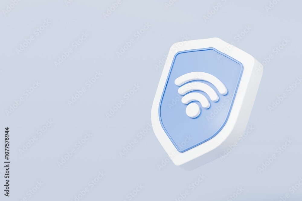 Poster 3d shield with a security protection privacy password secure personal wi-fi icon symbol. wireless ne