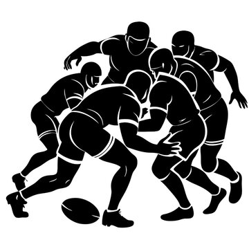 black rugby players tackling ball clip art preview