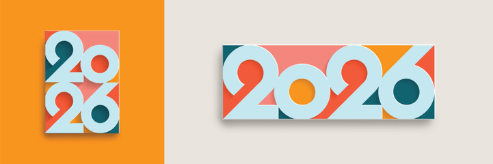 2026 number design for New Year symbol and sign. 2026 New Year with modern color
