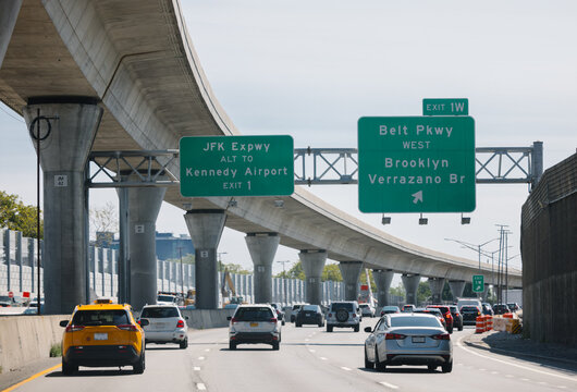 Highway traffic near JFK Airport and Belt Parkway in New York