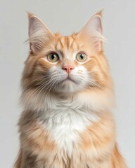 Obraz premium Majestic Maine Coon Cat Portrait with Fluffy Mane and Intense Gaze for Pet Lovers