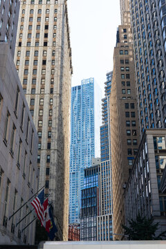 The skyscrapers of New York City, USA seen from street level