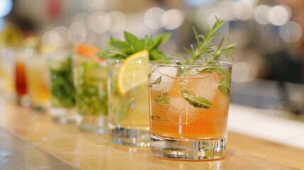 A mocktail mixology class where participants learn to create sophisticated nonalcoholic drinks using fresh herbs homemade syrups and unique garnishes.