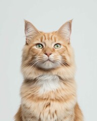 Obraz premium Majestic Maine Coon Cat Portrait with Fluffy Mane and Intense Gaze for Pet Lovers