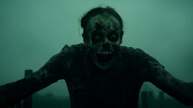 Emerging Horror The Relentless Zombie from the Depths of the Graveyard Who Lurks in the Shadows of Night
