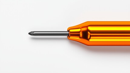 Fototapeta premium Close-up of a vibrant orange and black screwdriver, ergonomic handle emphasized against a white background, minimalistic composition