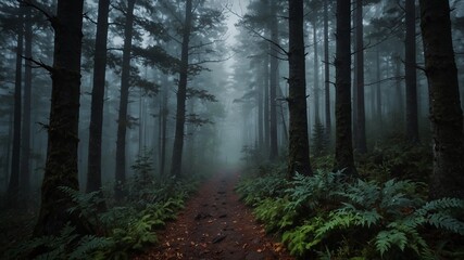 Fototapeta premium 4K Foggy Forest Wallpaper