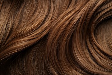 Naklejka premium Smooth Shiny Brown Hair Texture Background Closeup