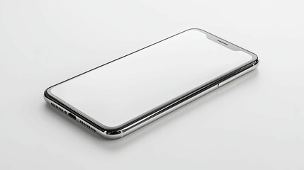 Silver Smartphone with Blank Screen on White Surface