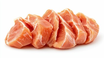 Raw Chicken Breast Fillet Pieces Isolated on White Background