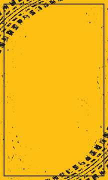 Yellow wallpaper blank black tire track border grunge abstract