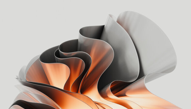Abstract Metallic Art With Flowing Copper and Steel Forms