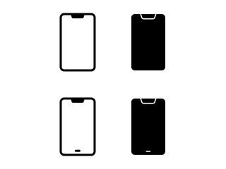 ミニマルなスマホマークセットM：黒