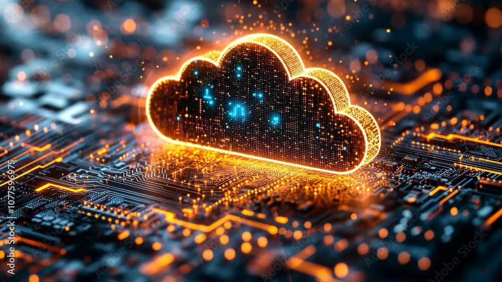 Leinwandbilder cloud computing concept with digital infrastructure, futuristic technology visualization