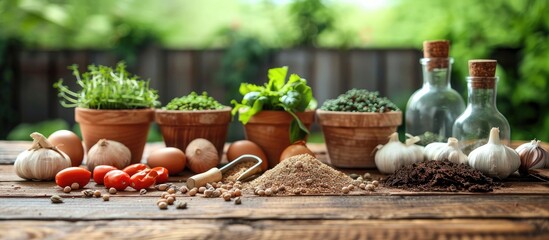 Garden Supplies on a Wooden Table