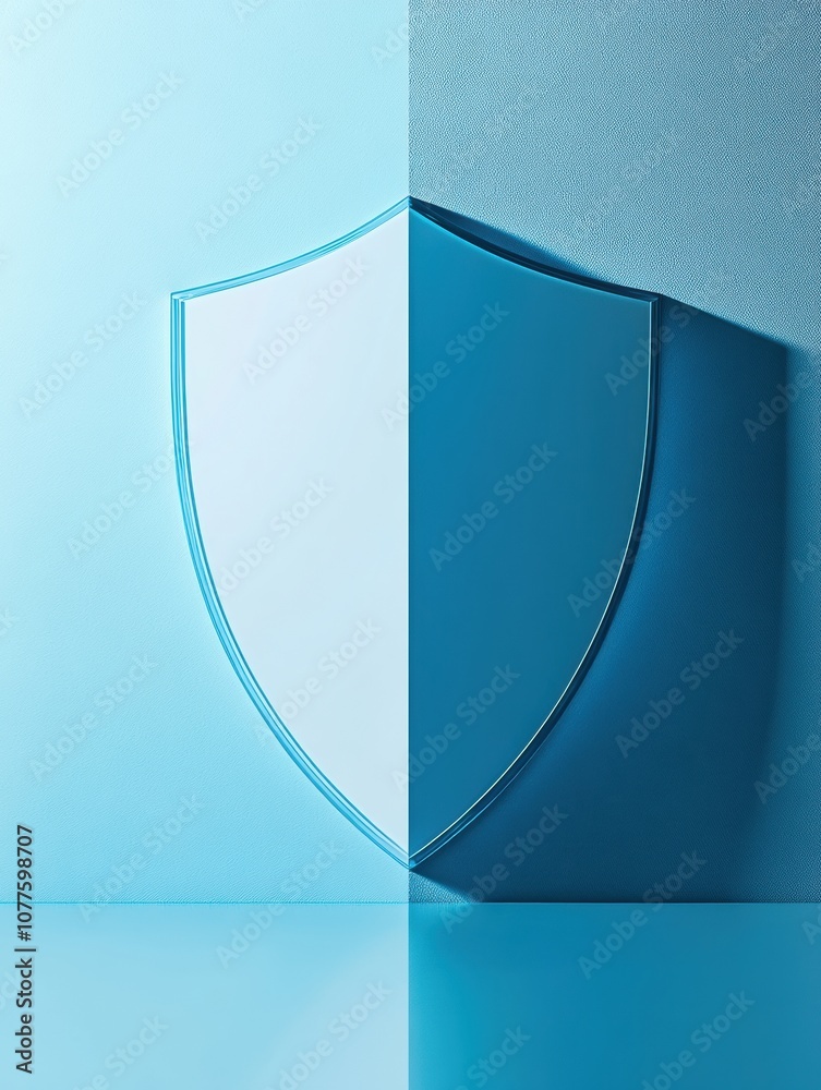 Aufkleber A shield icon appears on a gradient background transitioning from blue to white, signifying strong cybersecurity services and online safety. Generative AI