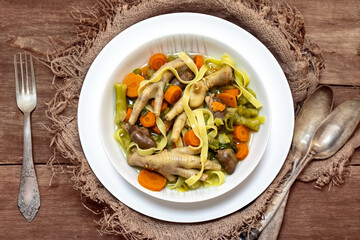 The most rustic and nutritious soup in the world, real food rich in healthy nutrients with chicken feet