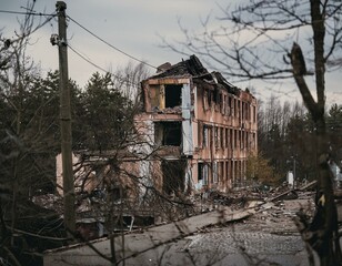 Obraz premium ost-apocalyptic broken Germany ghost town ruin