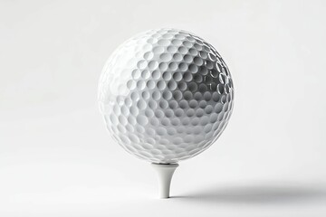 A White Golf Ball Resting on a Tee Against a White Background