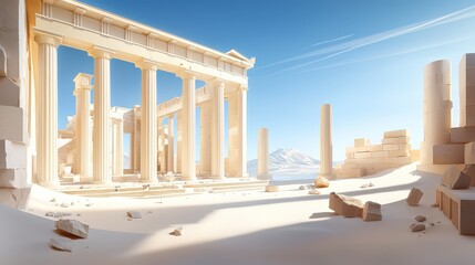 Fototapeta premium The Parthenon in Athens, highlighting its impressive columns and historical grandeur.