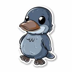 Fototapeta premium Adorable Cartoon Platypus Character Sticker on White Background