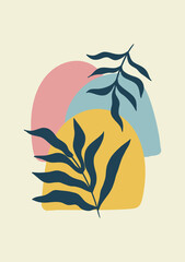 Abstract boho leaf and plant shapes. Boho Style Abstract Background