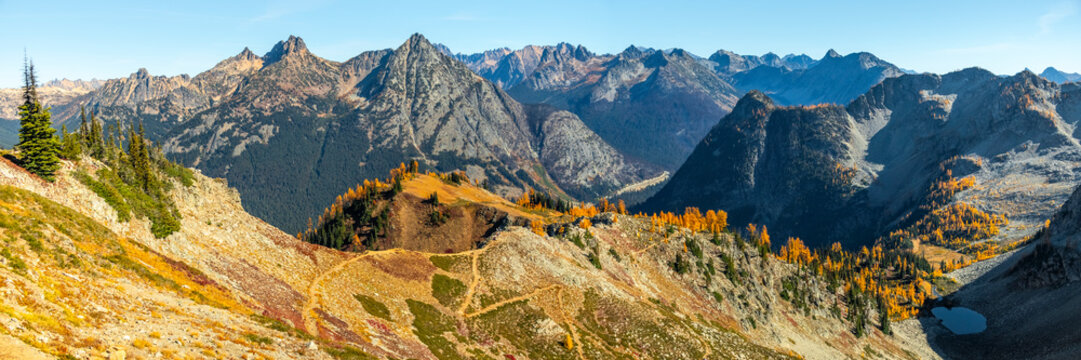 North Cascades Hiking Trail Panorama at Maple Pass