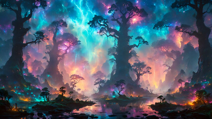 Obraz premium Nebula Forest - alien planet 