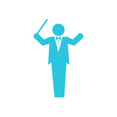 Orchestra music maestro icon. Isolated on white background. From blue icon set.