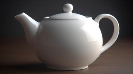 A plain 3D-rendered white ceramic teapot with no patterns or textures, placed on a white background with soft lighting.