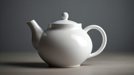 A plain 3D-rendered white ceramic teapot with no patterns or textures, placed on a white background with soft lighting.