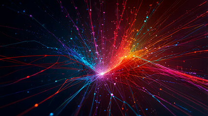 Fototapeta premium AI Data Streams in a Multicolored Sci-Fi World, generative ai illustration