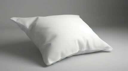 A simple 3D-rendered plain white cotton pillow, placed on a clean white surface with minimal shadows.