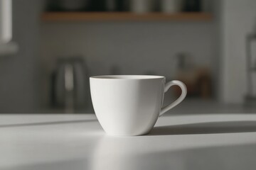 Fototapeta premium Serene White Cup on a Countertop - 'Everyday Still Life'