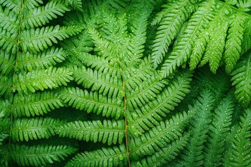 Lush green ferns create a serene and vibrant nature background filled with detailed leaf patterns.