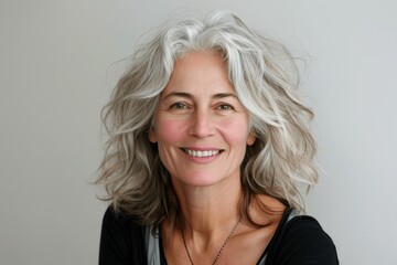 joyful portrait of elderly woman with gray hair