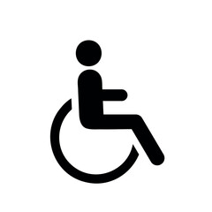 disability symbol, man on wheelchair black vector icon
