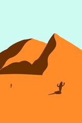 illustration of a dry oasis desert